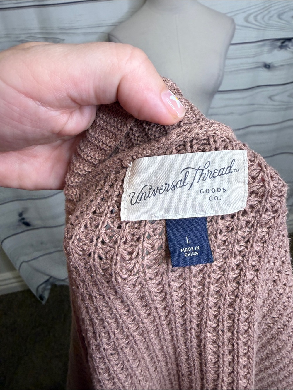 Universal Thread Mauve Brown Open-Front Chunky Knit Cardigan - Picture 3 of 3